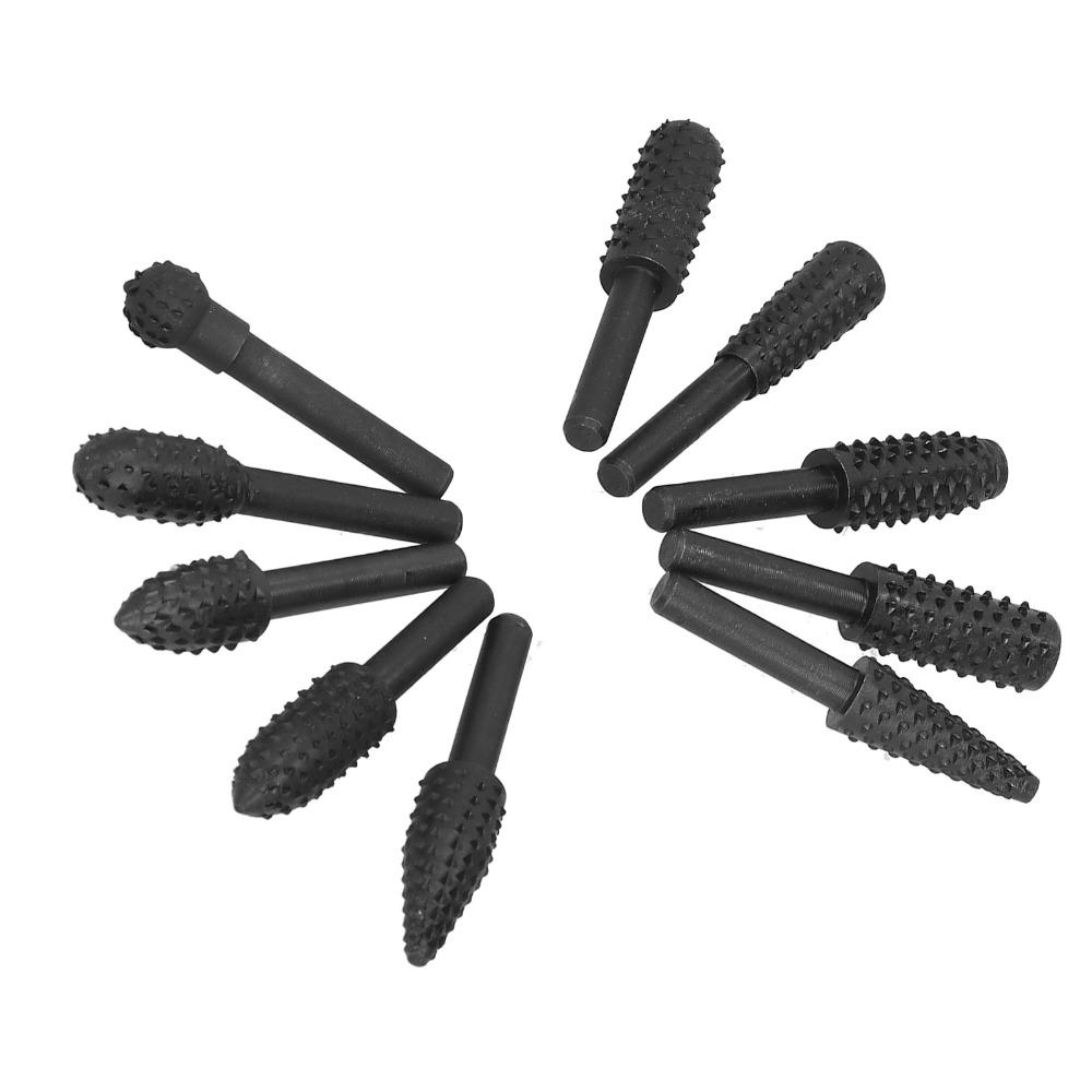 10PCS 45 Steel Carving Bit Set Compact Engraving Tool Multifunctional Rotary Burr Set
