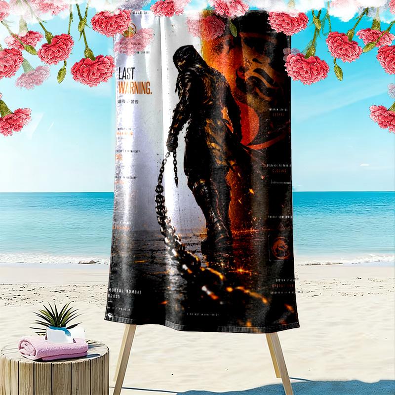 Mortal Kombat Print Beach Towel, Large Soft Quick Dry Towel for Beach Camping Swimming