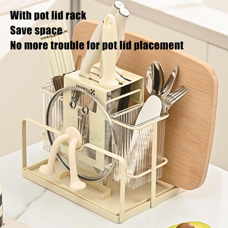Utensil Organizer Stand Kitchen Silverware Cutter Stand Storage Kitchen Flatware Holder With Drip Tray For Spoon Fork Pot Lid