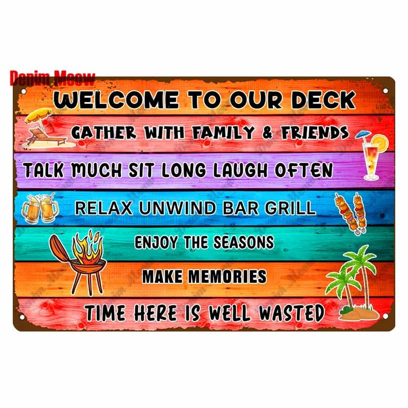 Retro Pool Rules Metal Sign Tin, Vintage Summer Swim Happy Place Plates, Wall Sign, Bar & Grill, Pub Decor, WY51