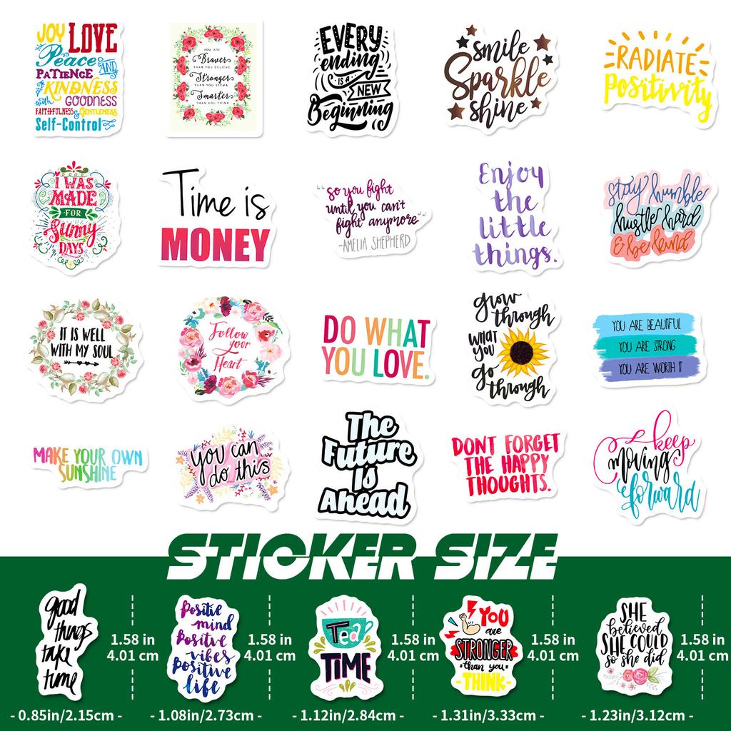 50 Small Size 4cm English Phrase Graffiti Stickers Helmet Mobile Phone Motorcycle Computer Decoration Stickers