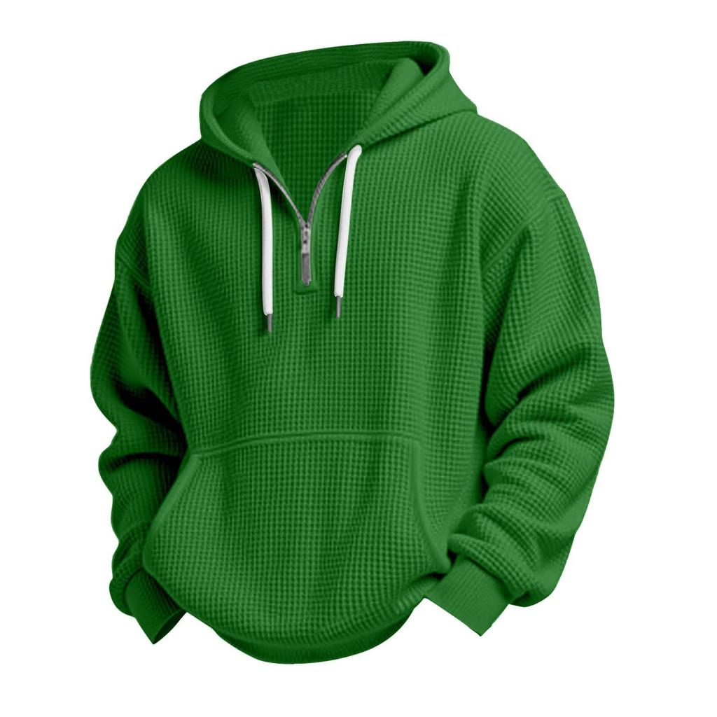 Men's Casual Solid Color Zipper Long Sleeve Hooded Sweatshirt, Everyday Zipper Casual Long Sleeve T-Shirt