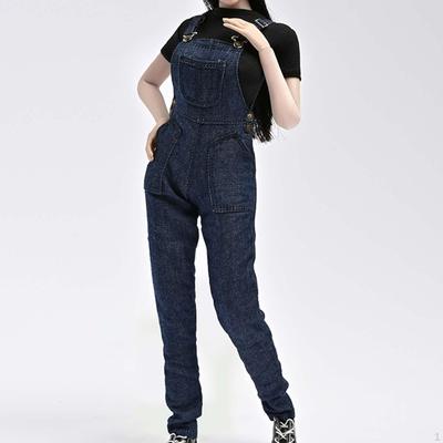 2 Stück 1/6 Maßstab T-Shirt und Latzhose Jeans Kostüm, Handgemachte Puppenkleidung für 12 Zoll Weibliche Action