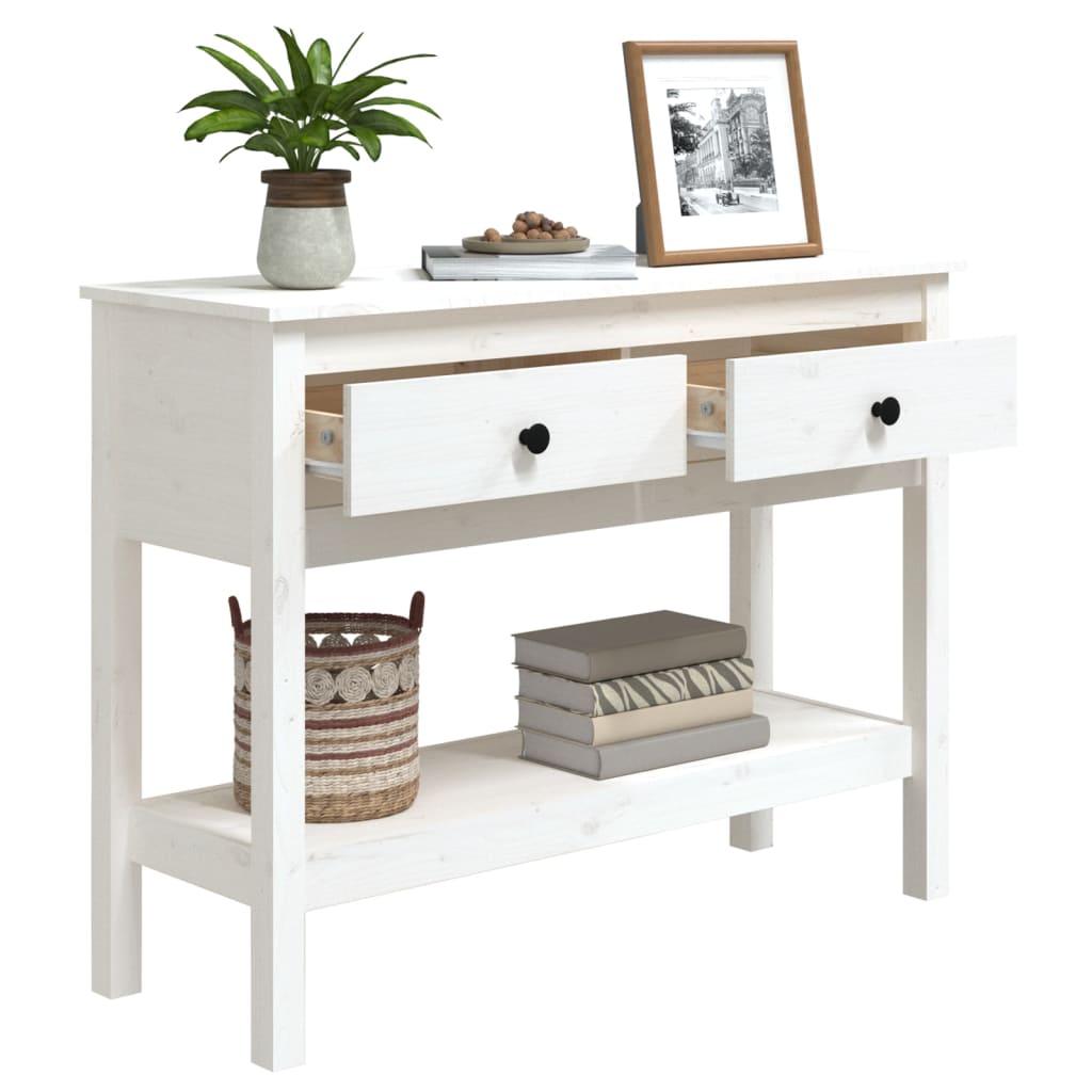 Vidaxl Console Table, White, 100X35X75 Cm, Solid Pine Wood