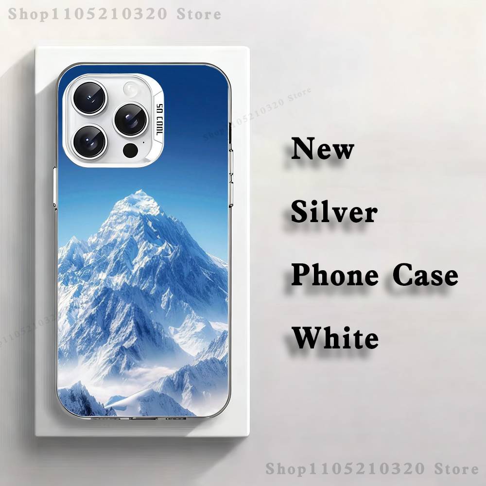 

Highest Peak Mount Everest Phone Case For iPhone 17,16,15,14,13,12,11,Mini,Pro,E,MAX White Matte Silicone Whtie Cover iPhone17pro