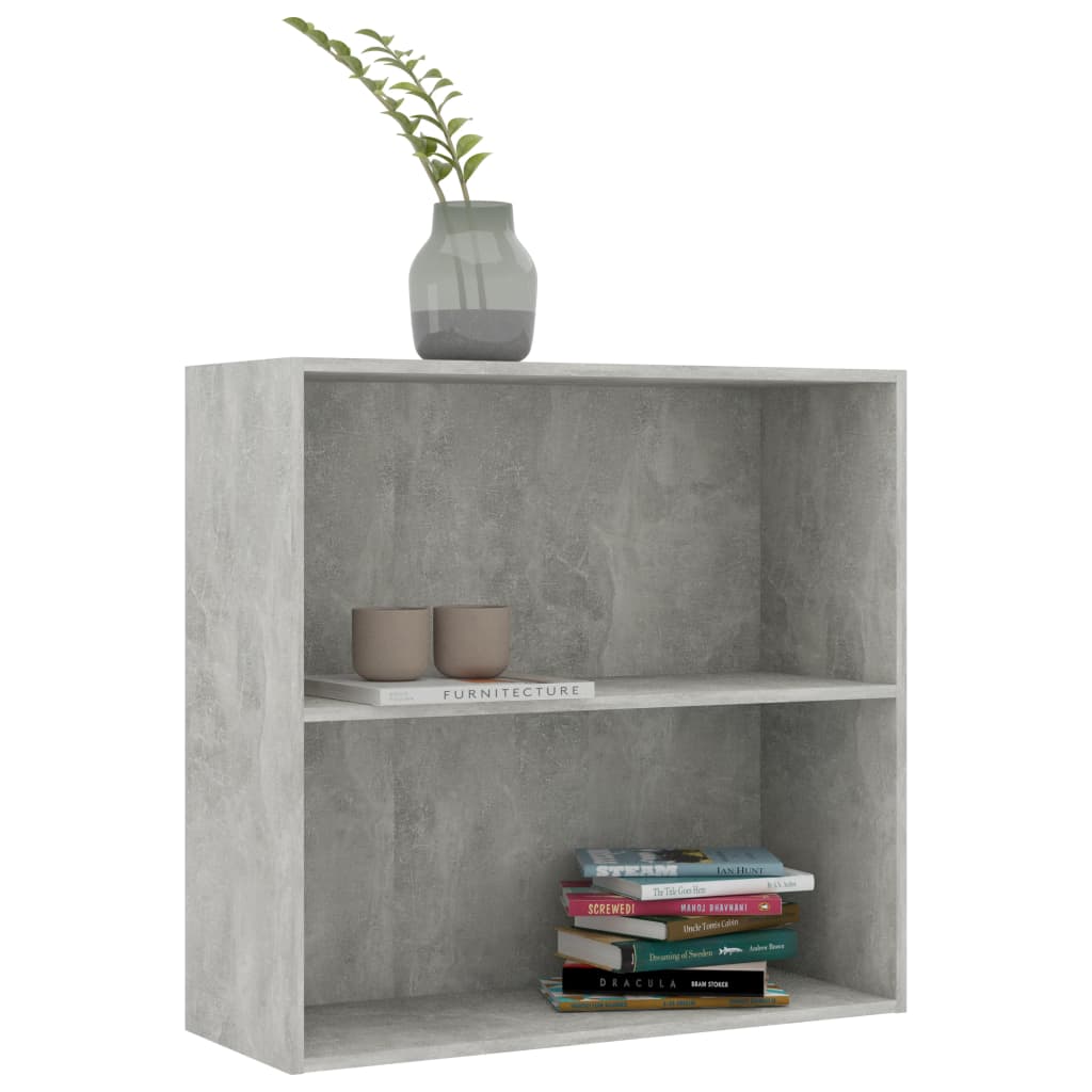 Bookshelf 2 Shelf Concrete Grey 80 x 30 x 76.5 cm Engineered Wood