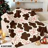 Cow Print with Pink Bows Winter Summer Flannel Blanket Throw Fleece Soft Fuzzy Plush Cozy Fleece Blankets for Sofa Ideal Gifts