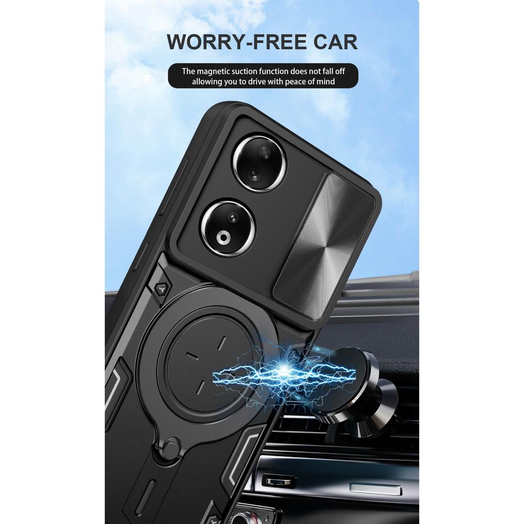 Armor Magnetic Case For Honor Magic 6 Lite 5G 90 Lite X9B5G X8B X7B Nova 11i 11 Pro 4G Ring Holder Stand Shockproof Coque Fundas