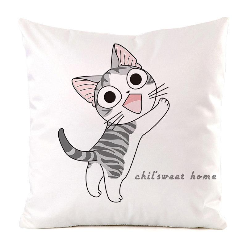 Nordic Minimalist Hand-Painted Cat Digital Printing Short Plush Pillow Covers For Car Sofa Office Cushion Cover Home Goods