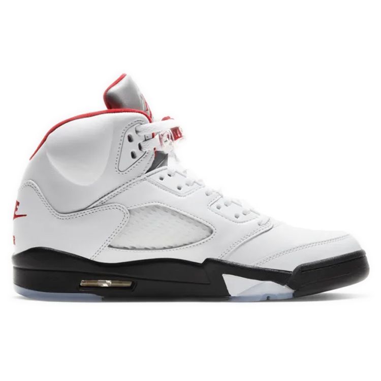 Air Jordan 5 Retro White Fire Red 2020 Unisex Sneakers True-White Black Metallic-Silver DA1911-102