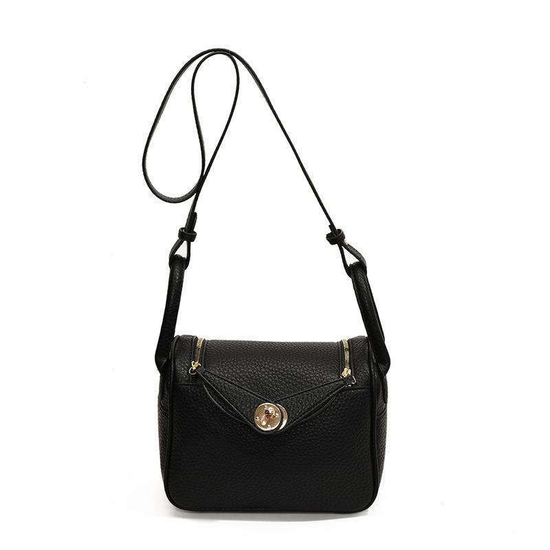 

Модная сумка Женская Новая Мягкая кожа Наплечная сумка через плечо Портативная женская сумка чёрный