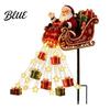 Decorative Iron Garden Stakes Santa Sleigh Figurine Light, Solar Powered Christmas Stake Festive Holiday Lawn Ornaments Pouring Gifts Stars Light for