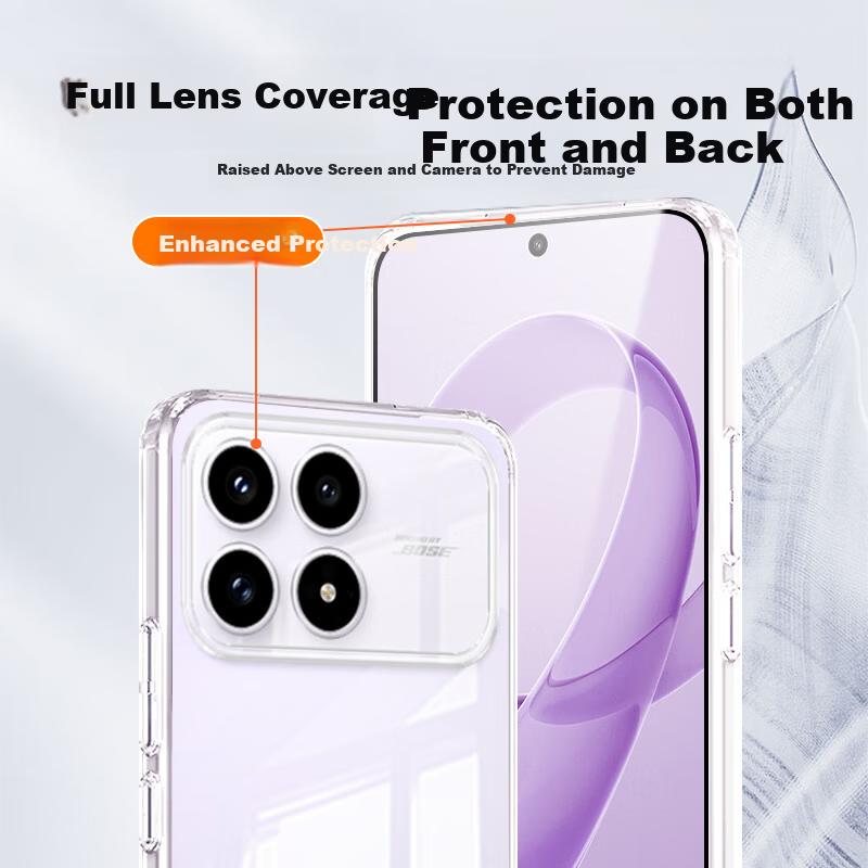 KOOLIFE Redmi K90 Phone Case Protective Cover Xiaomi Redmi K90 Full Coverage Lens Transparent Soft Anti-Fingerprint Back Cover
