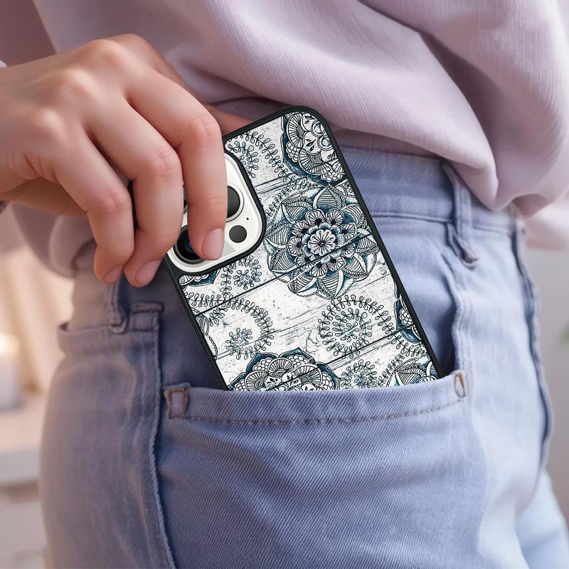 Mandala Wood Floral Phone Case For iPhone 17 Air 15 16e 14 13 Pro Max Coque 12 11 Pro Max PLUS cover