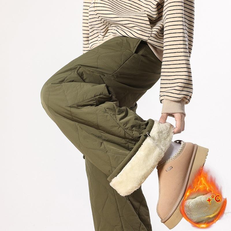 Herr Fleece Vintervadderade Byxor Man Utomhus Varma Tjocka Rutiga Byxor Vida Ben Casual Träningsbyxor Dambyxor Vintage