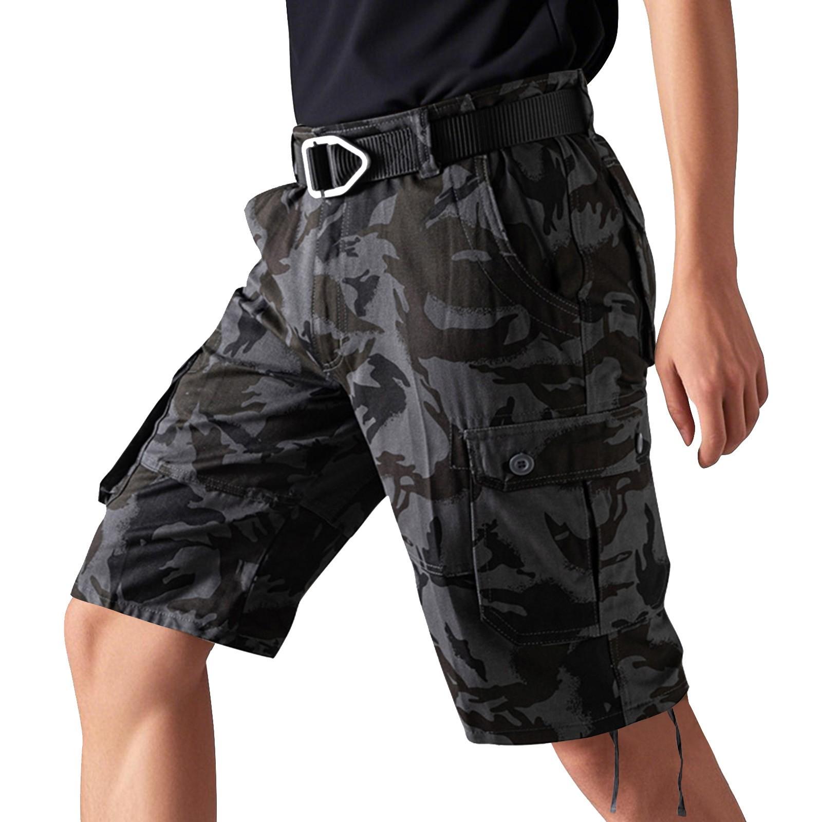 

Мужские летние рабочие шорты, свободные повседневные брюки с пятью точками, мужские летние камуфляжные повседневные шорты-карго 32 чёрный