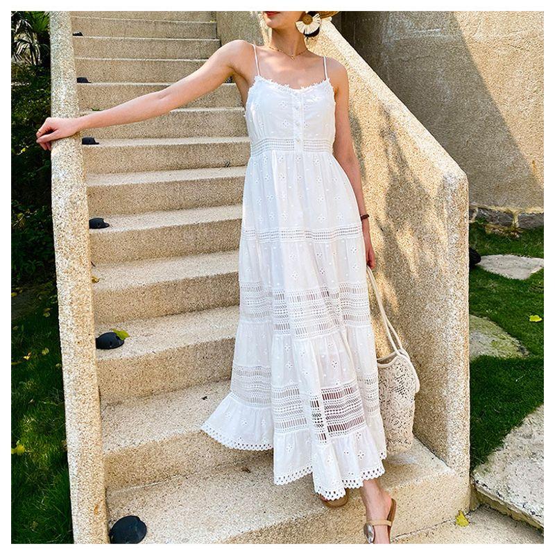 

Find and Ankle Fashion Vacation Style Fairy Swing Skirt Rice White M