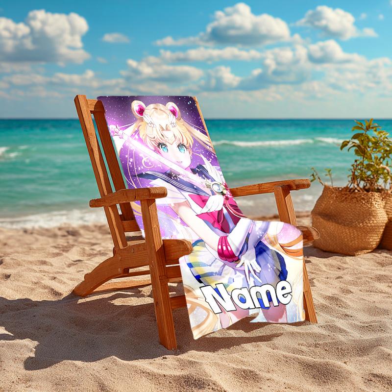 Personalized Customized Proof Beach Towel with Sailor Moon Pattern - Soft, Absorbent,quick-drying,perfect Swimming,camping&bathing
