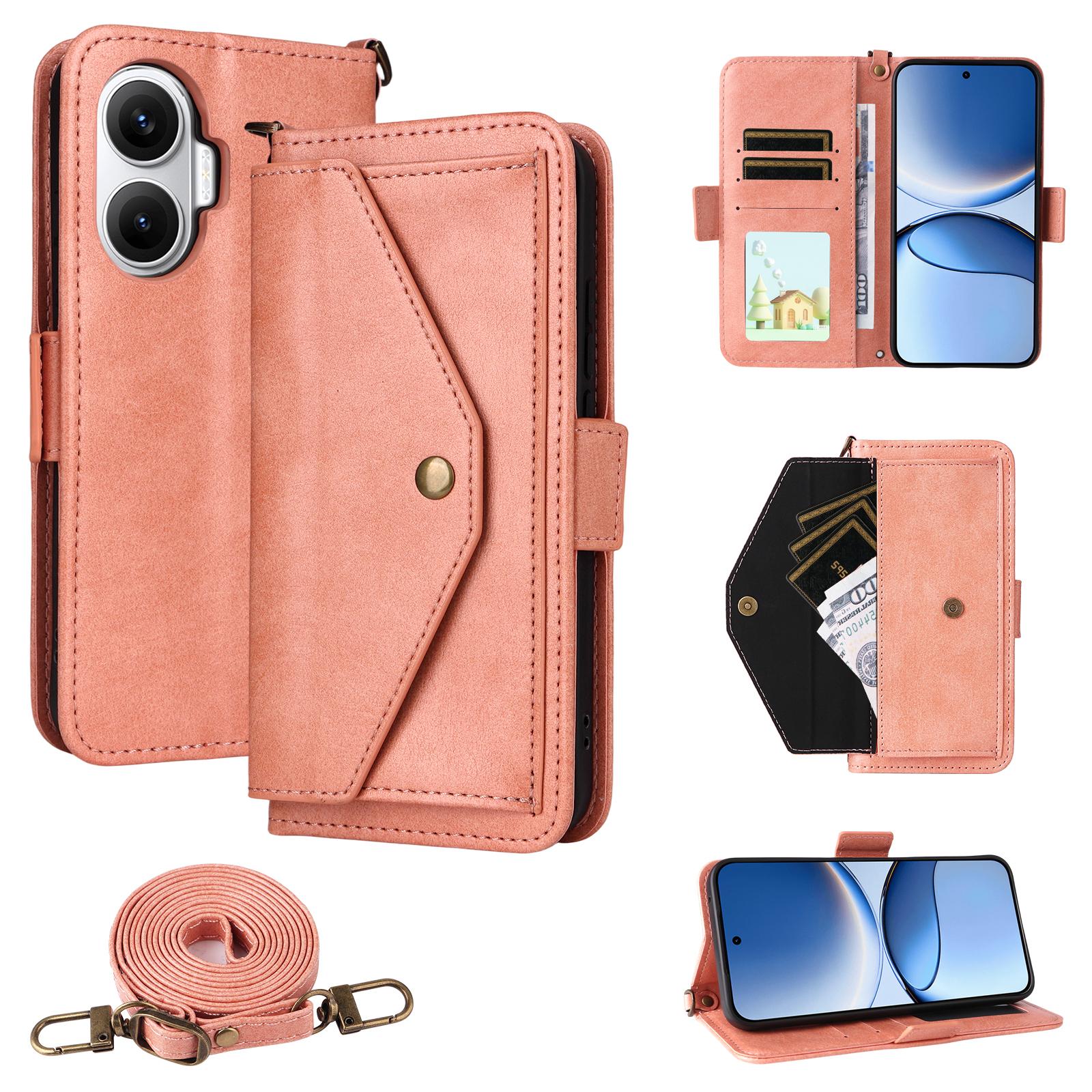 

For Xiaomi Redmi Turbo 4 Pro 5G/Poco F7 5G Leather Case Magnetic Closure Wallet Stand Phone Cover with Crossbody Strap
