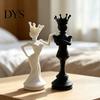 Modern Sculpture 2 Pcs Chess King And Queen Statue, 3D Printed Abstract Pieces Figure, Piece for Living Room, Bookshelf, Office Cabinet Desk Decor