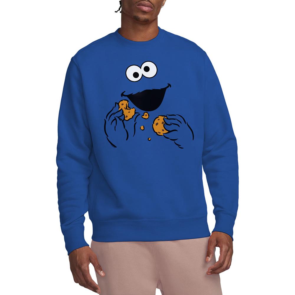 Sesame Street Unisex Adult Om Nom Cookie Monster Face Sweatshirt