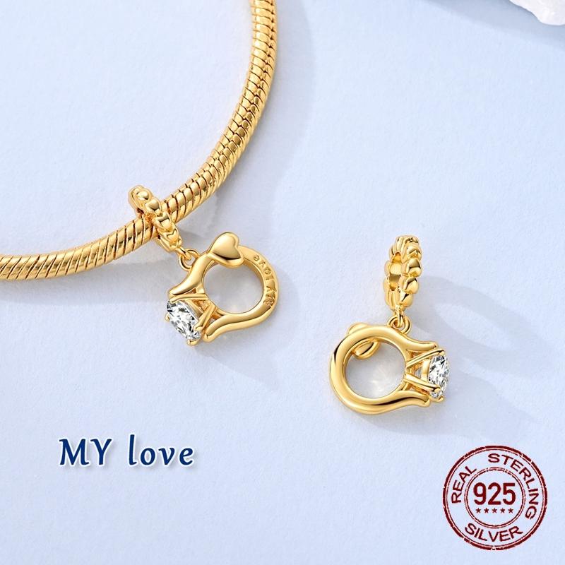 Elegant Golden Ring Charms Elegant Copper Dangle Elegant Pendant Fit Bangle Bracelet Necklace Handmade Jewelry