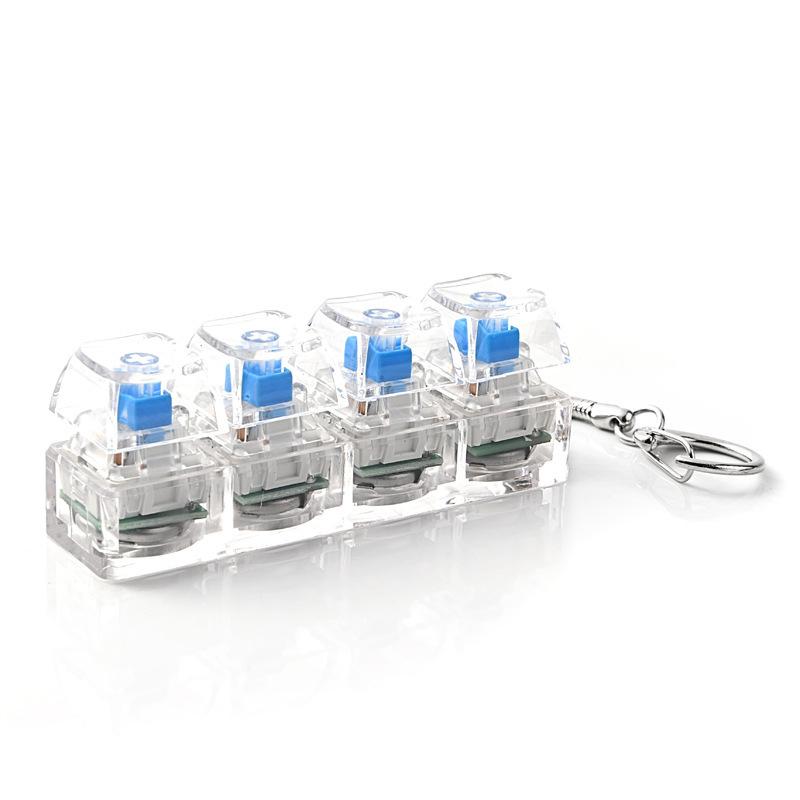 Led Keyboard Fidgets Light Up Transparent Keyboard Caps Finger Clicker Fidget Stress Relief Toy For Adult Keyboard Keychain