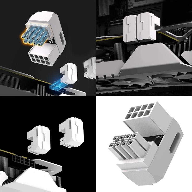 Aluminum 8Pin PCIe GPU Power Adapter 180 Degree Angled Connector Design for Graphics Card Reverse Type Accessories
