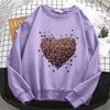 Graphic Love Heart Hoodies Womens Fleece Sweatshirt 90s Fashion Crew Neck Pullover Hoody Casual Female Clothes