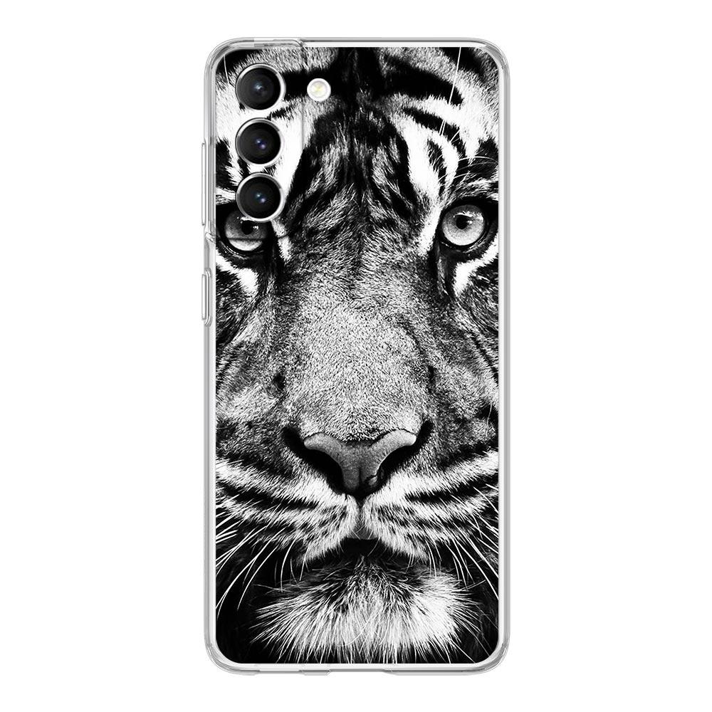 Phone Case For Samsung Galaxy S25 Edge S24 S23 FE S22 Ultra S20 S21 5G S10 Plus S10E Soft Clear Cover Animal White Tiger