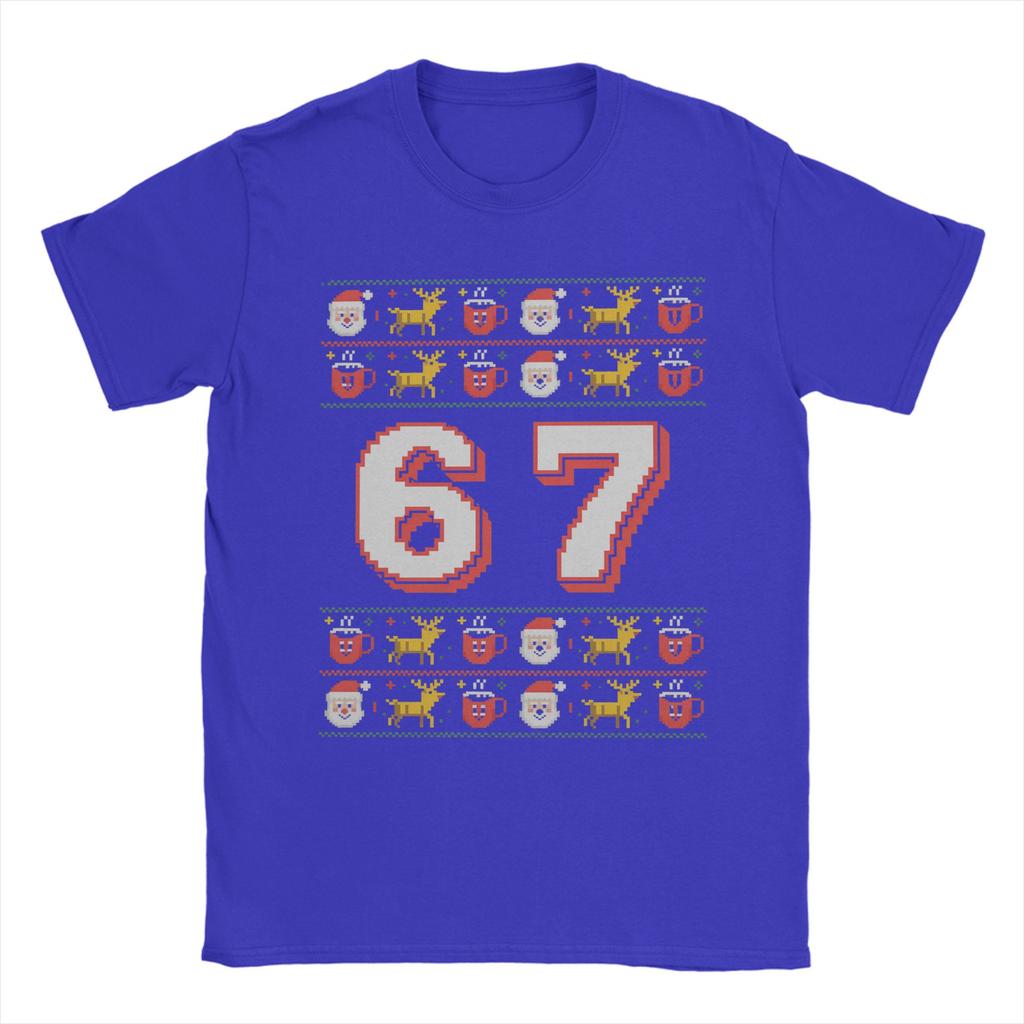 Christmas 67 Funny Xmas Six Seven Cotton T-Shirt For Men Summer  Y2K Fun T-Shirts O Neck Leisure Tees Oversized Cheap Tops