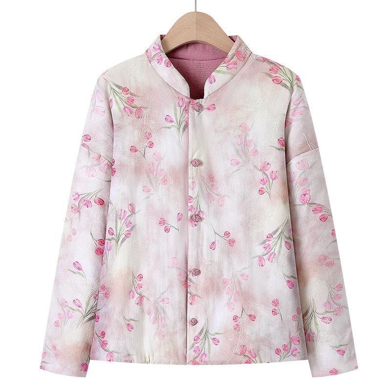 Women's Chinese Retro Style Frog Button Warm Cotton Jacket, Autumn/Winter 2025 Edition