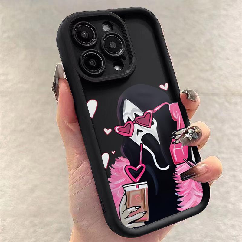 Fashionable Skull Printed Phone Case For iPhone 16 15 14 13 12 11 Pro Max XS X XR 7 8 SE Thickened Silicone Soft Back Cover