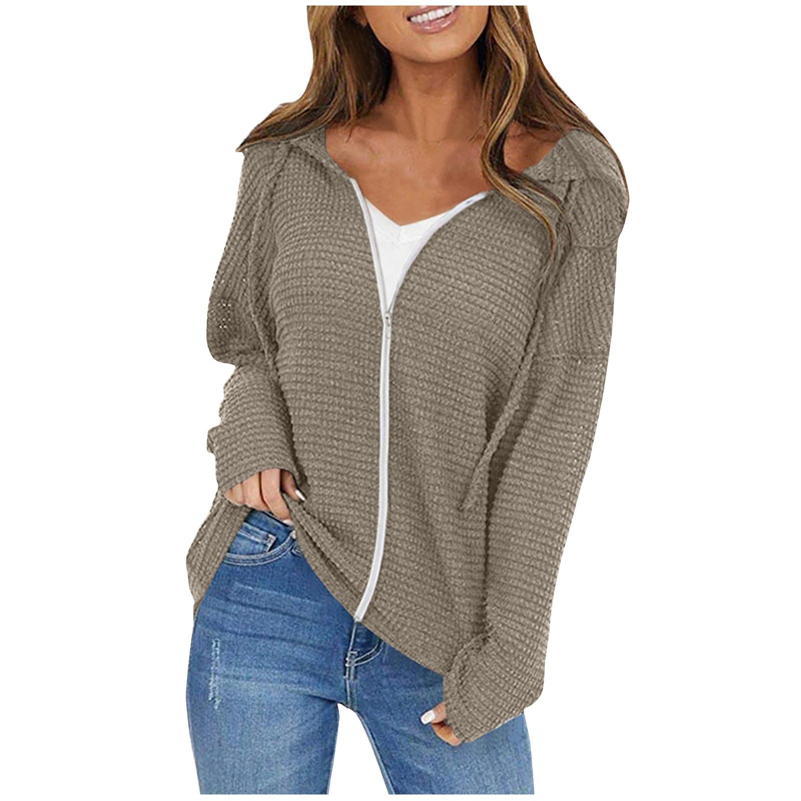 

Женская однотонная куртка с капюшоном и шнурком, модный повседневный кардиган на молнии, топ с длинными рукавами XL коричневый