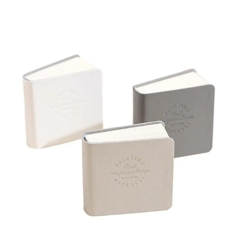 3Pcs Thick Drawing Paper Mini Drawing Book Compact PU Leather Cover Miniature Sketchbook Unlined No Bleed Extra Small Notepads
