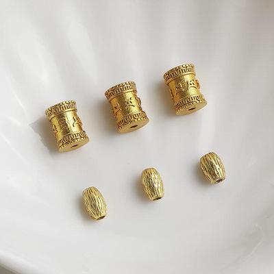 Cuentas Espaciadoras con Mantra de Seis Caracteres Chapadas en Oro, Cuentas de Arroz Mate para Fabricación de Joyería de Pulsera DIY