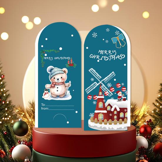 Christmas Greeting Card Set Foldable Cards with Stickers & Envelopes Handwritten Style Design Card for Holiday Wishes