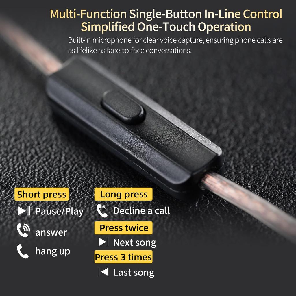 KZ EDX Lite Wired Headphones with 1DD 10mm Dynamic HIFI Sound Sound Deep Ergonomic Bass Compatible with Multiple for Music and Gaming with Earphones,