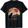 Black Cat Vintage Japan Art Japanese Theme Retro Print T-Shirt PNCAAPT