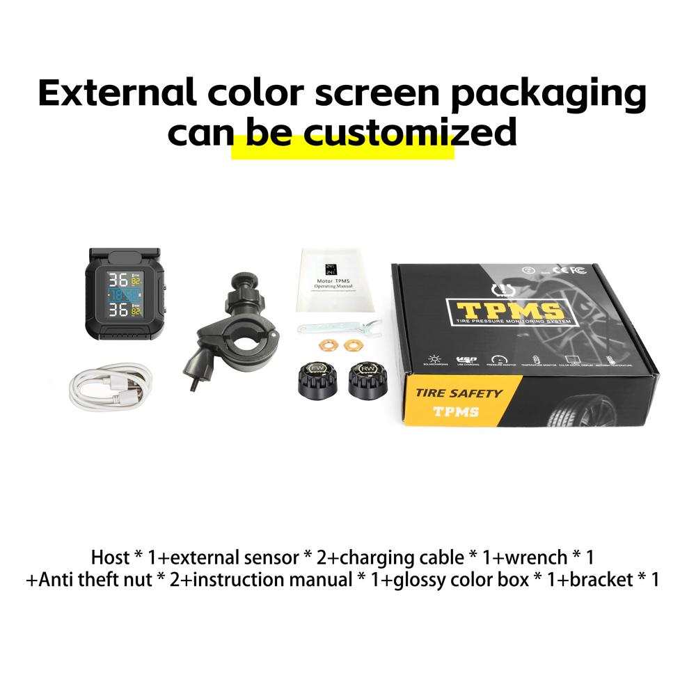 

Solar Motorcycle Tire Pressure Sensors Motor TMPS Real Time Tire Pressure Monitoring System Tyre External Sensor for Motorbike Portable чёрный