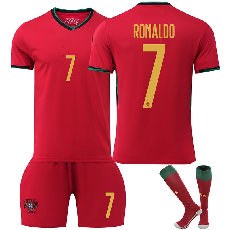 2024-25 Portugalija Ronaldo Namų futbolo marškinėlių rinkinys Gerbėjų versija