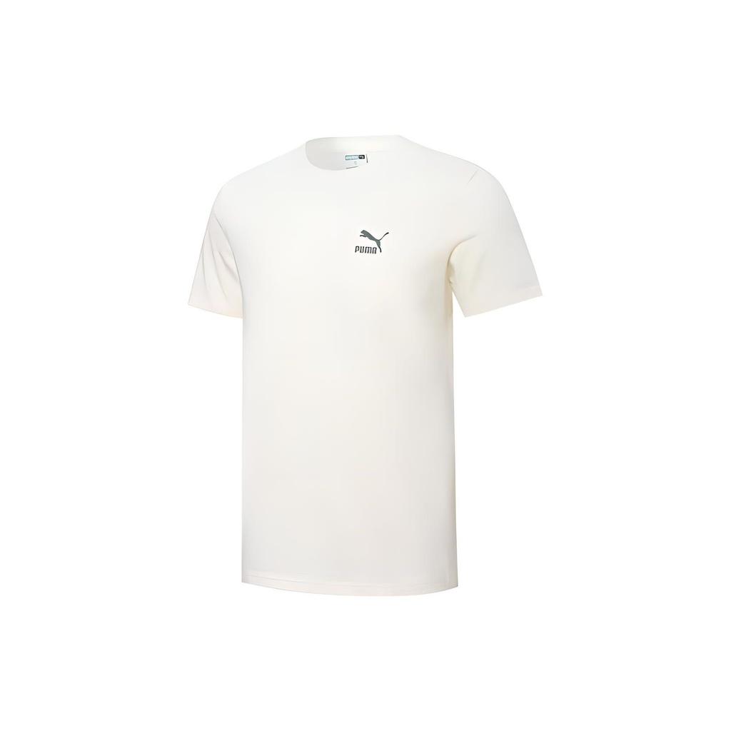 Puma Casual Cartoon Logo Print Short Sleeve T-Shirt Unisex Tops Beige 537796-65