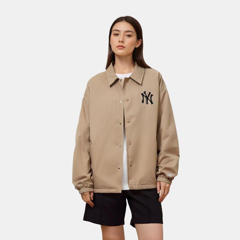 New Era FW24 MLB Vintage Academy Club Series Loose Fit Button-Up Warm Long Sleeve Cotton Jacket Unisex Jackets Khaki 14385114