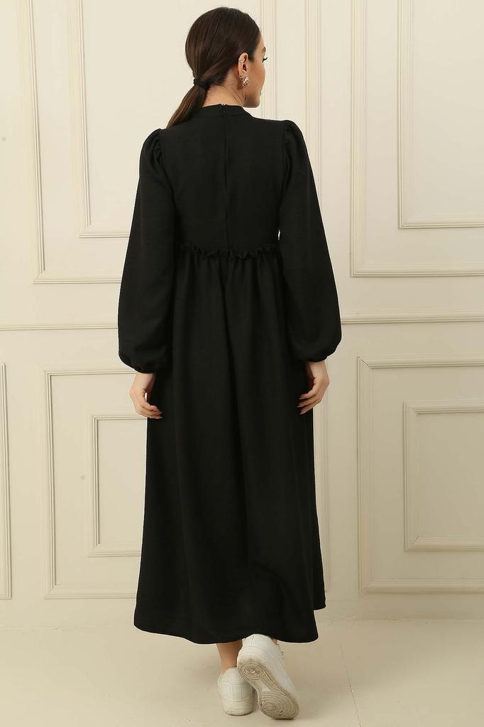 Laced Linen Effect Long Dress