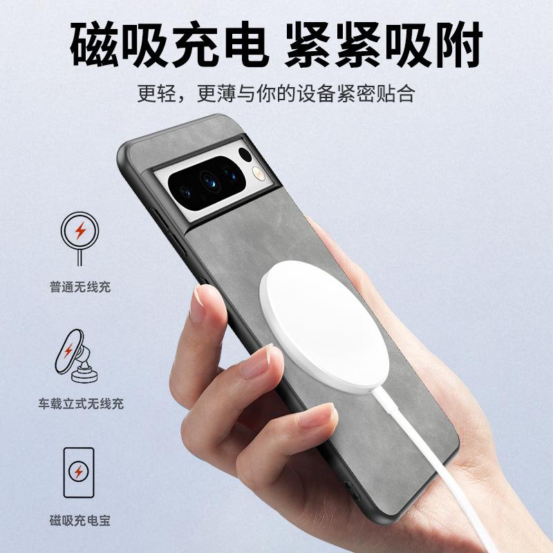 Applicable to Google Pixel9Pro magnetic bracket mobile phone case pixel8 sheepskin 7A all-inclusive anti-drop protective case