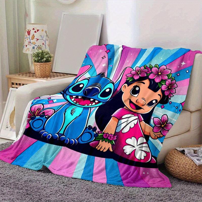1pc Stitch Printing Blanket - Soft, All-Season Throw for Living Room, Beroom,Personalize Gift with Aorable Cartoon Esign