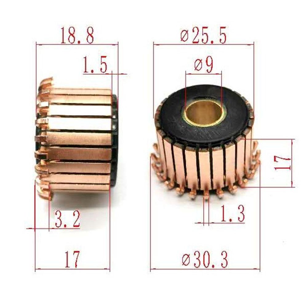 1PC 25.5x9 X17(18.8) Mm 24P Teeth Copper Hook Type Electrical Motor Commutator For Power Tool Home Appliance High-speed DC Motor
