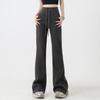 Genuine pocket pants women's autumn new wide-leg micro-flared pants high waist and thin straight casual sports sweatpants