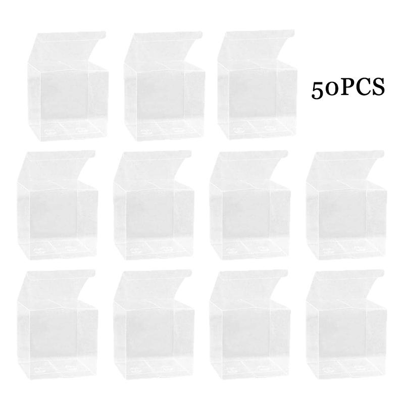 

WTEMPO DIY Foldable Clear Gift Boxes for Wedding Favors Birthday Gifts Party Supplies Graduation Decorative Gift Boxes Plastic Packaging Boxes 50pcs белый