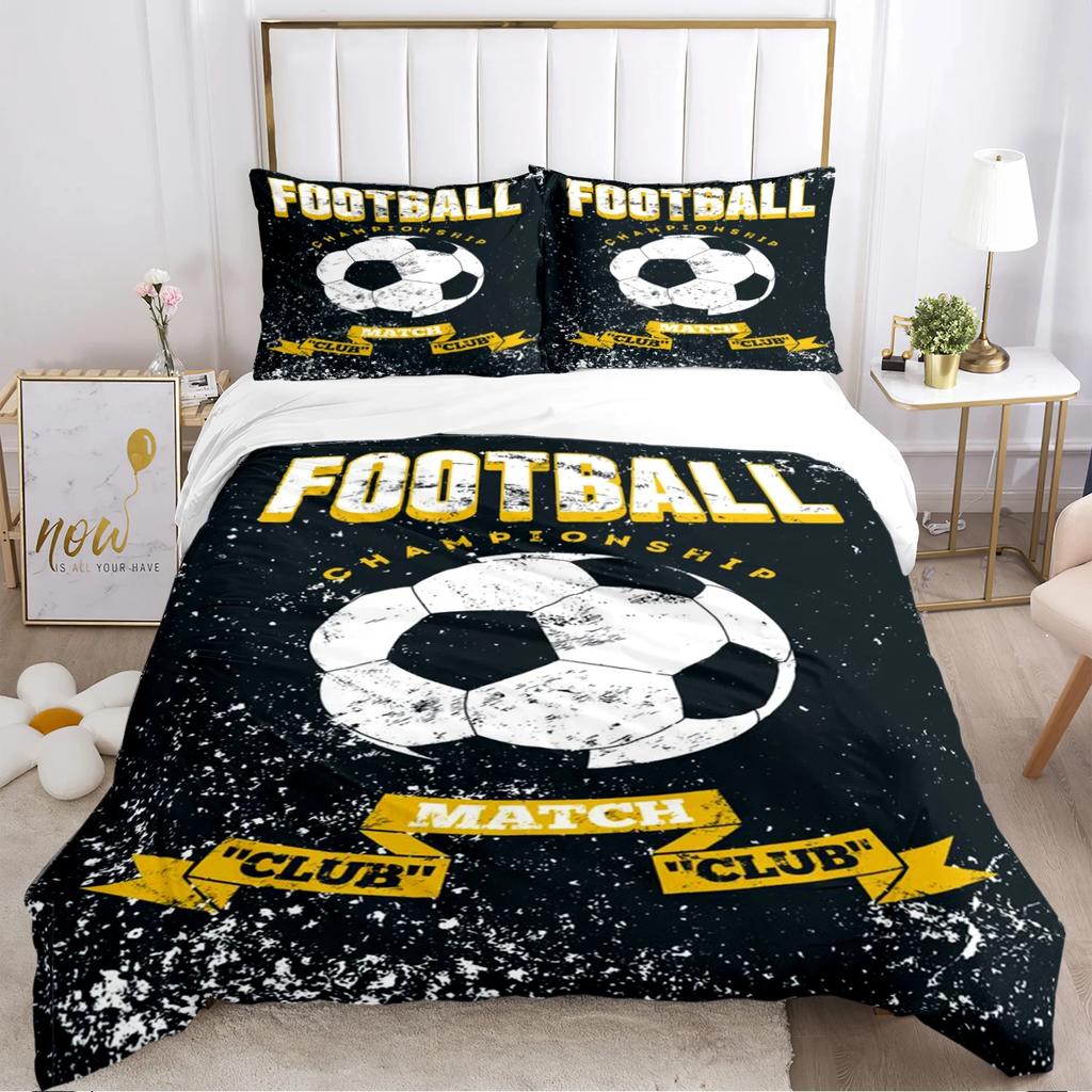 Fußball Bettbezug Set Weiche Bettdecke Bettwäschesets und Kissenbezüge für Jugendliche, Einzel-/Doppel-/Queen-/King Bettbezug Kissenbezug